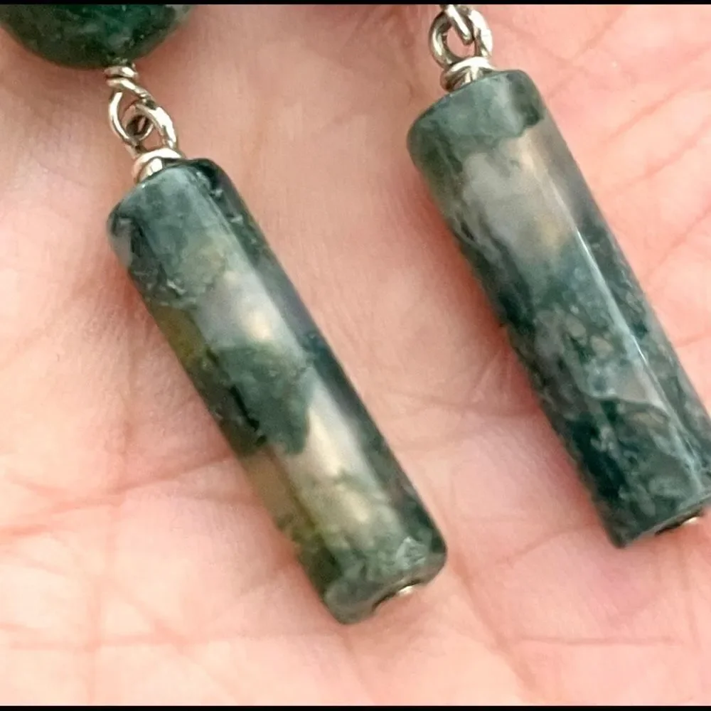 Green moss agate earrings